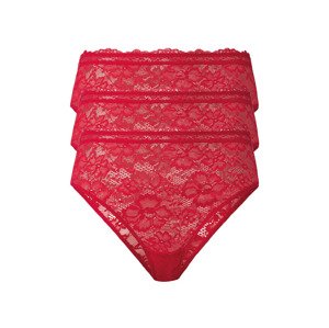esmara® Dámské krajkové kalhotky, 3 kusy (adult#female#no#briefs, L (44/46), červená)