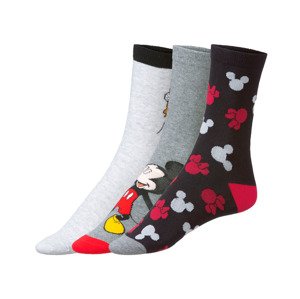 Dámské ponožky, 3 páry (35/38, Mickey Minnie/šedá/černá)