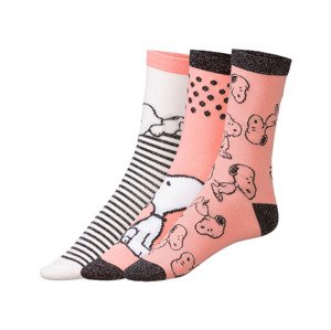 Dámské ponožky, 3 páry (adult#female, 39/42, Snoopy/tmavě růžová/černá)