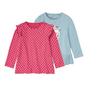 lupilu® Dívčí triko s dlouhým rukávem, 2 kusy (child#female#ne, 98/104, světle modrá / růžová)