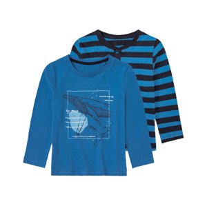 lupilu® Chlapecké triko s dlouhými rukávy, 2 kus (child#male#ne, 98/104, navy modrá / modrá)