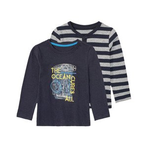lupilu® Chlapecké triko s dlouhými rukávy, 2 kus (child#male#ne, 98/104, navy modrá / šedá)