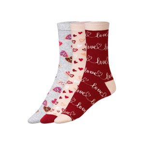 esmara® Dámské ponožky s romantickým vzorem, 3 p (35/38, světle růžová / růžová / šedá)