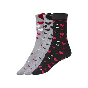 esmara® Dámské ponožky s romantickým vzorem, 3 p (39/42, černá/šedá)