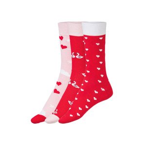 Fun Socks Ponožky s romantickým vzorem v dárkovém  (36-40, tmavě červená / růžová / puntíkovaná)