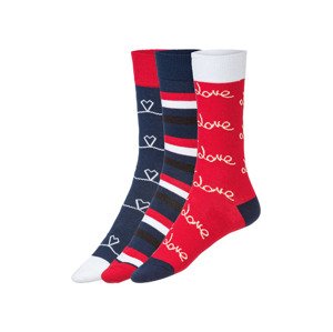 Fun Socks Ponožky s romantickým vzorem v dárkovém  (36-40, modrá/červená)