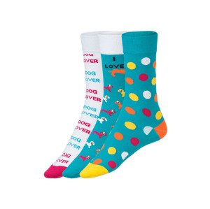 Fun Socks Ponožky s romantickým vzorem v dárkovém  (36-40, tyrkysová/černá/bílá)
