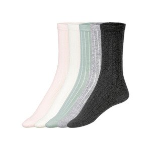 esmara® Dámské ponožky s BIO bavlnou, 5 párů (adult#female, 35/38, světle růžová / bílá / zelená / šedá / černá)