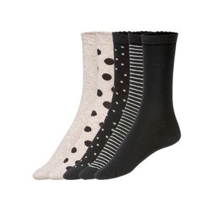 esmara® Dámské ponožky s BIO bavlnou, 5 párů (35/38, puntíky/pruhy/béžová/černá)