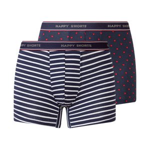 Happy Shorts Pánské boxerky, 2 kusy (XL, tmavě modrá / pruhovaná)