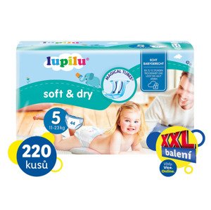 XXL Dětské pleny Soft & Dry, velikost 5 JUNIOR, 220 kusů